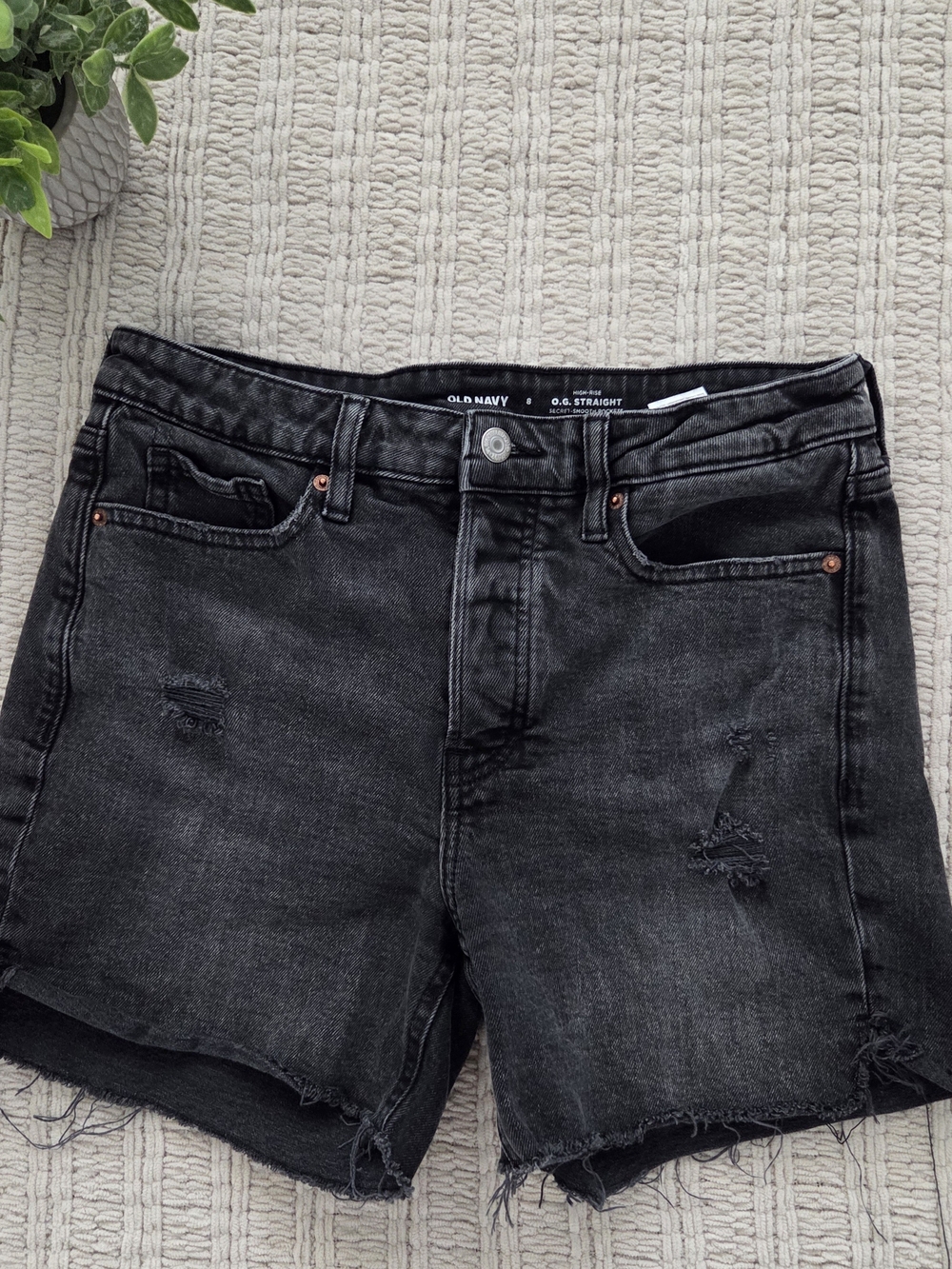 Old Navy Black Distressed Denim Cutoff Shorts
